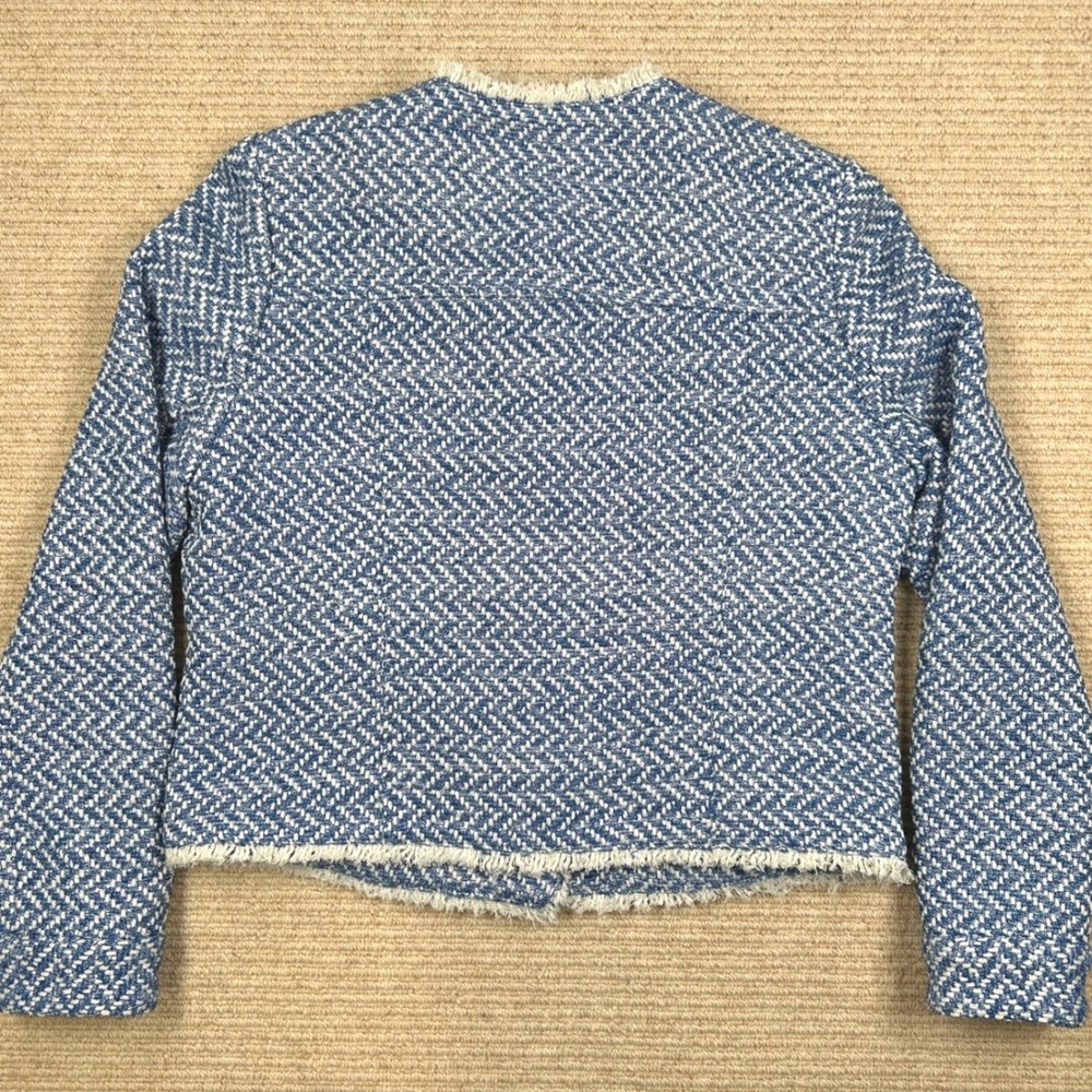 Banana Republic Tweed Jacket Womens S Blue Herringbone Preppy Classic Chic - Picture 5 of 15